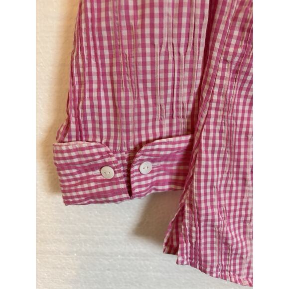 Foxcroft Pink & White Gingham Button up Textured SZ 6 Country Cottage, Homestead - Picture 5 of 6